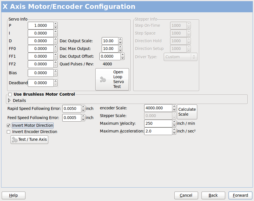 pncconf axis drive