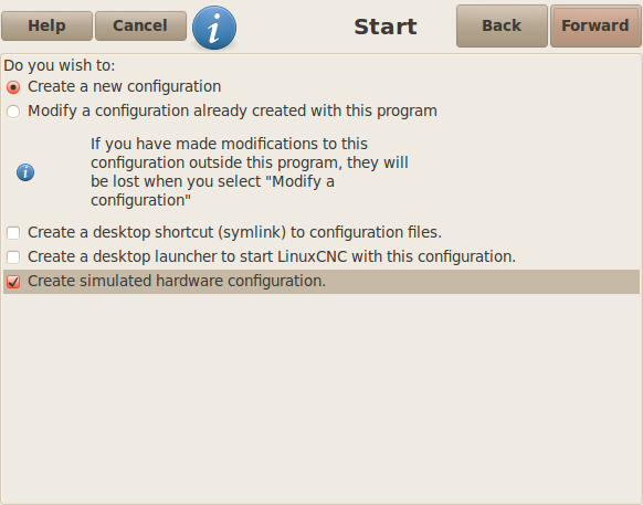 stepconf config