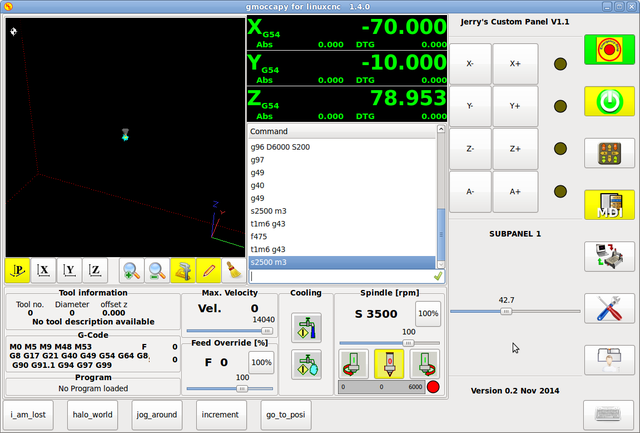 gmoccapy with right panel in MDI mode